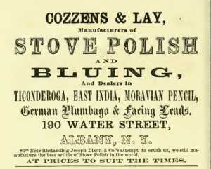 1862 Schenectady Directory Cozzens & Lay stove polish