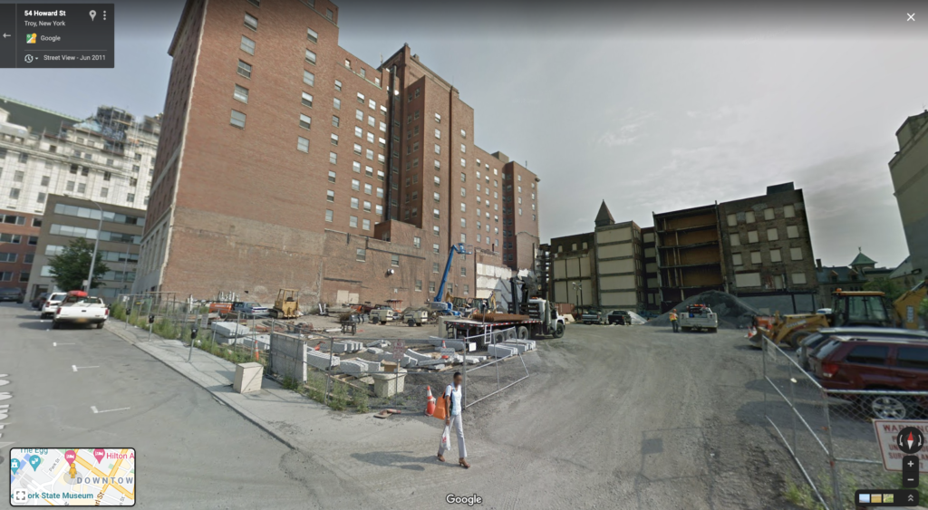 The view of the Wellington lot, with some surrounding buildings removed, during redevelopment