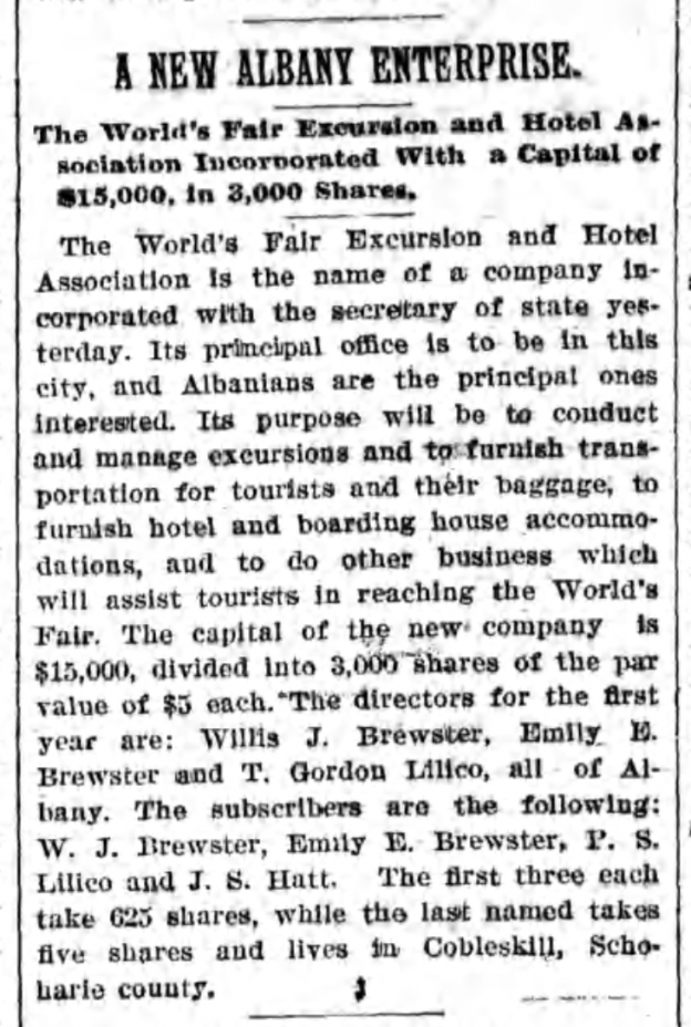 The World’s Fair Excursion and Hotel Association – Hoxsie!
