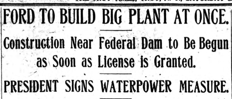 Ford to Build Big Plant at Once 6-19-1920