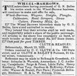 Clute & Reagles Wheelbarrows 1839