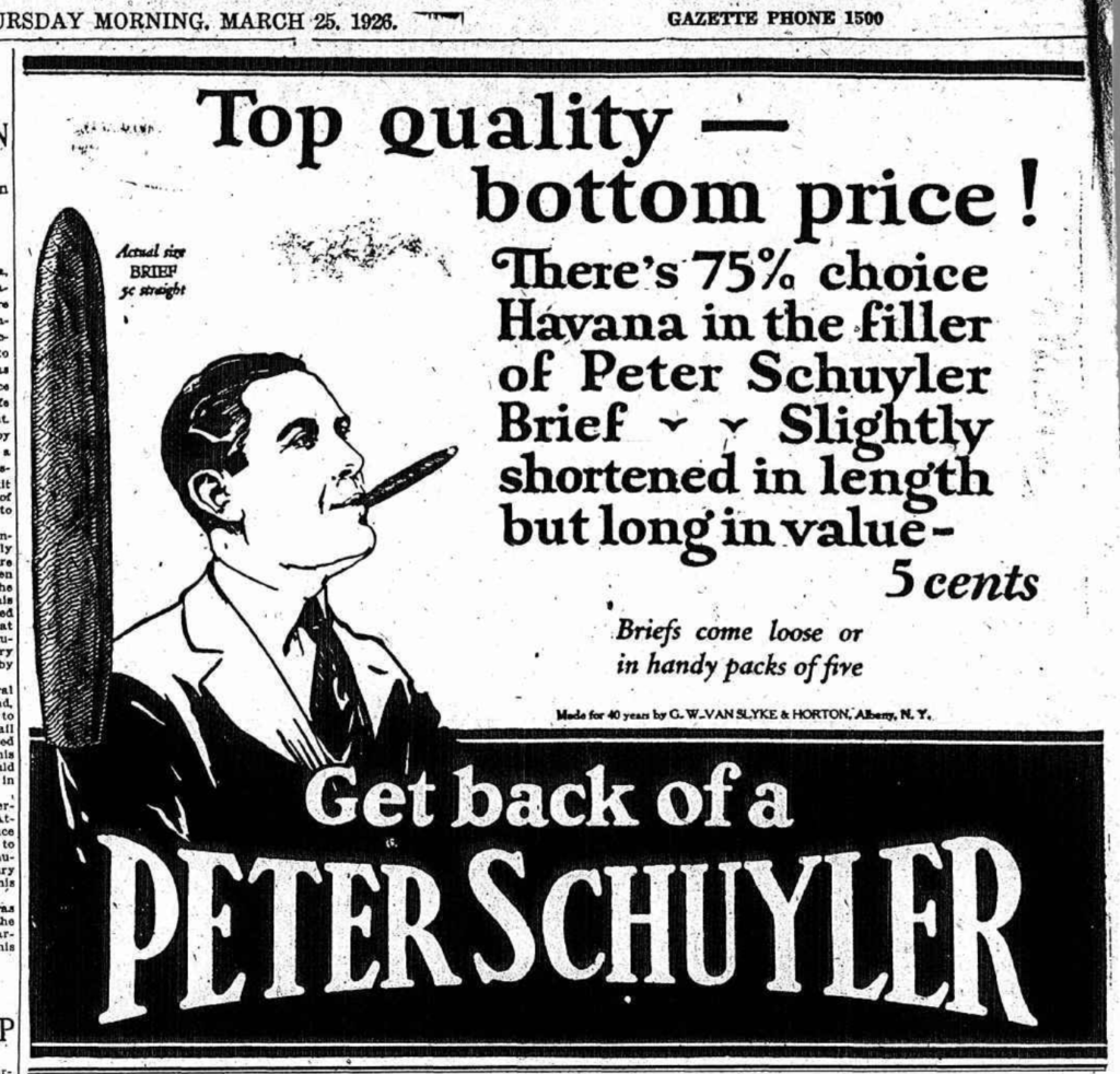 Peter Schuyler ad 1926