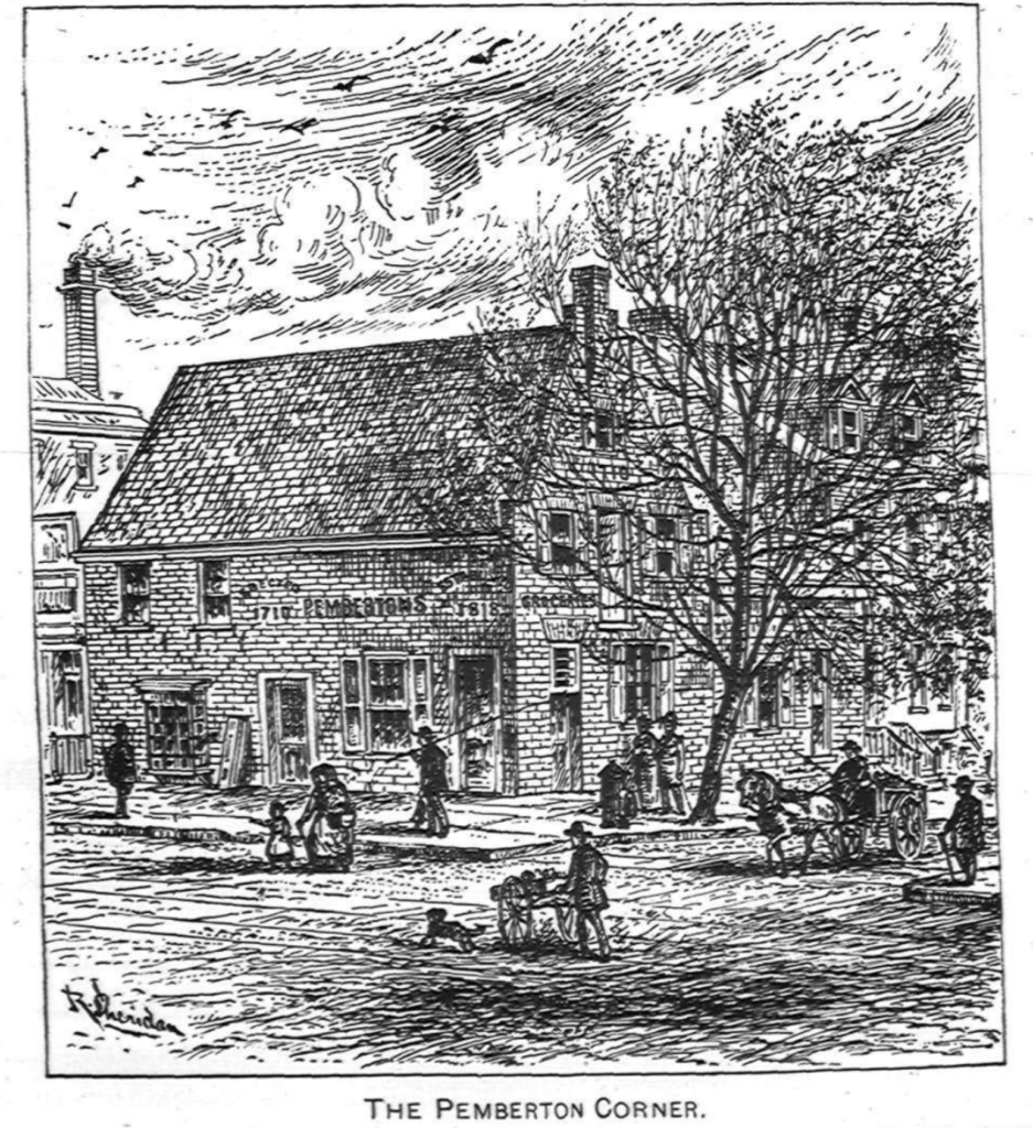 Ink drawing of The Pemberton Corner