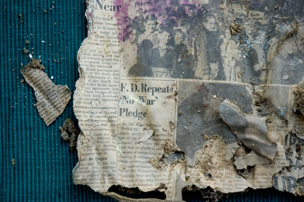 Old newspapers used as insulation