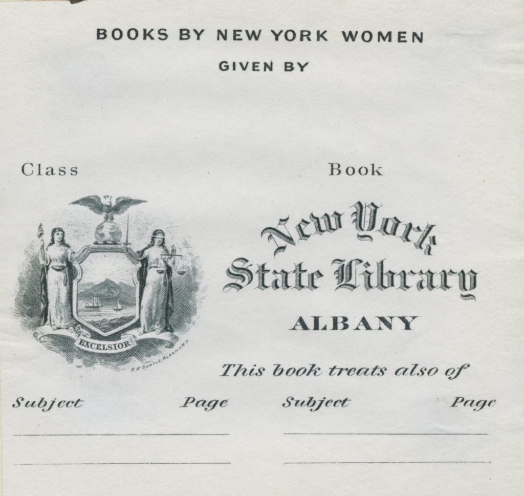 NYS Library bookplate from Pratt Institute Ex Libris collection Luna