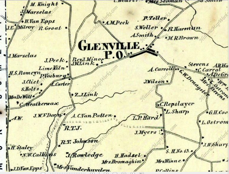 Glenville in the Beers map of 1886.