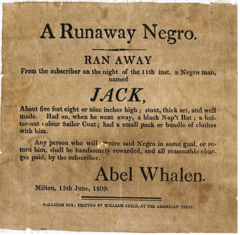 An ad for an escaped slave