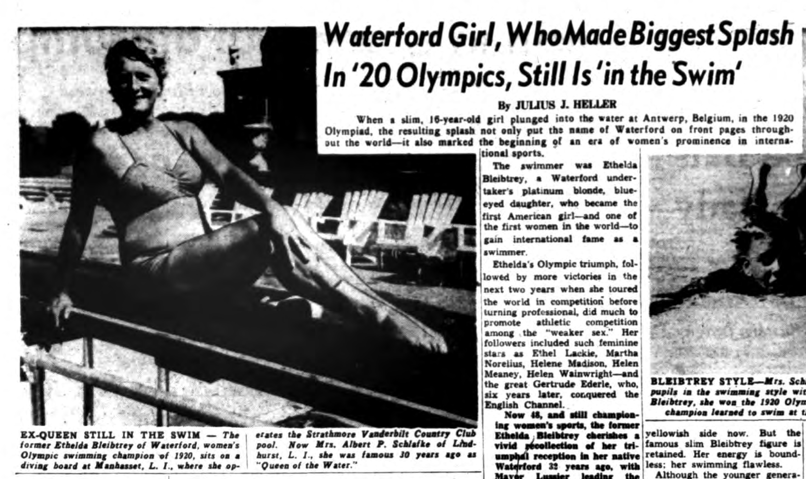 Happy Belated Birthday to 1967 ISHOF Honoree, Ethelda Bleibtrey,  trailblazer for women's swimming who was arrested due to her swimsuit was a  pioneer in more ways than one! - ISHOF