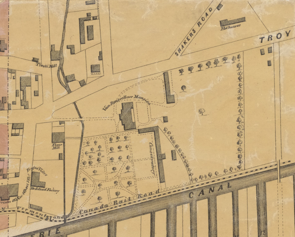 1857 Dripps map Van Rensselaer Manor House